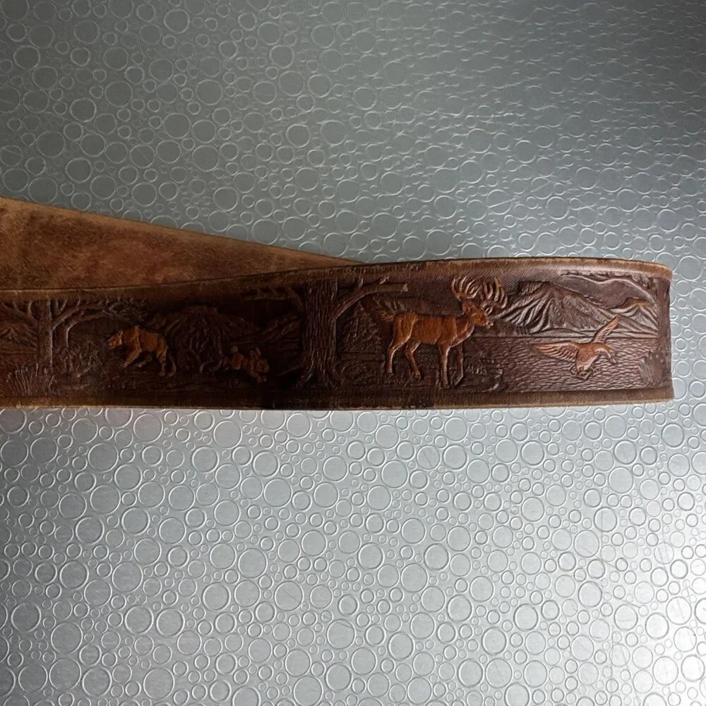Vtg Chambers Belt Co Grand Teton National Park Tooled Leather 40 Gorpcore Brown